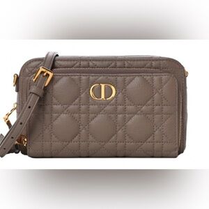 Christian Dior Taupe Quilted Crossbody Bag